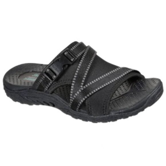 Skechers Women's Reggae Perfect Planning Sandal Black Size 7 - Picture 1 of 4